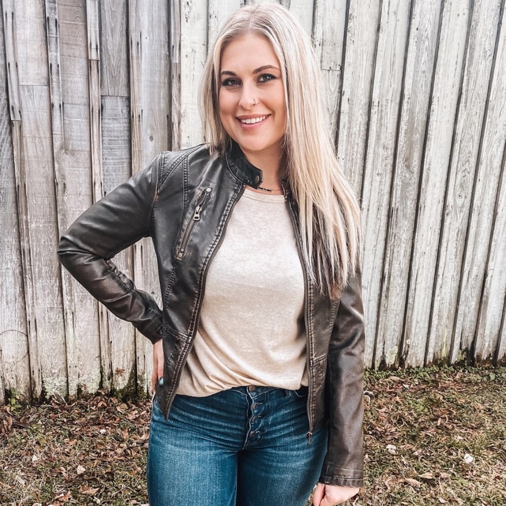 Brown Faux Leather Jacket